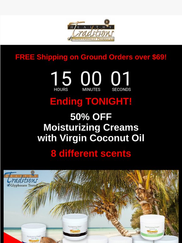 Ends TONIGHT! 50% OFF Moisturizing Creams with Pure Essential Oils!
