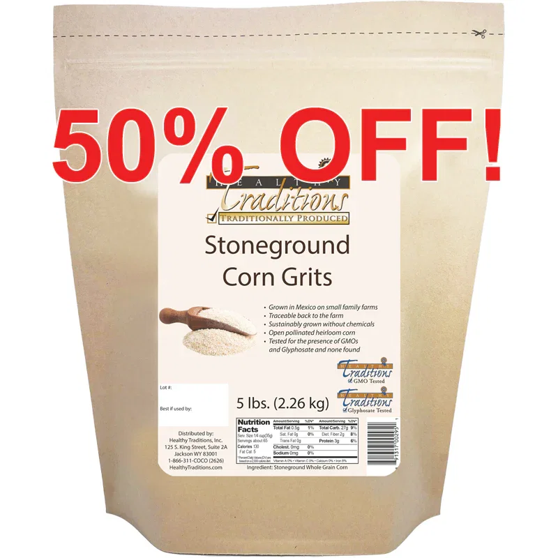 Image of GMO-tested Cónico Cremoso Corn Grits – 5 lb. Bag