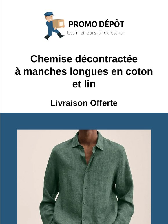 Découvrez notre Chemise décontractée à manches longues en coton et lin