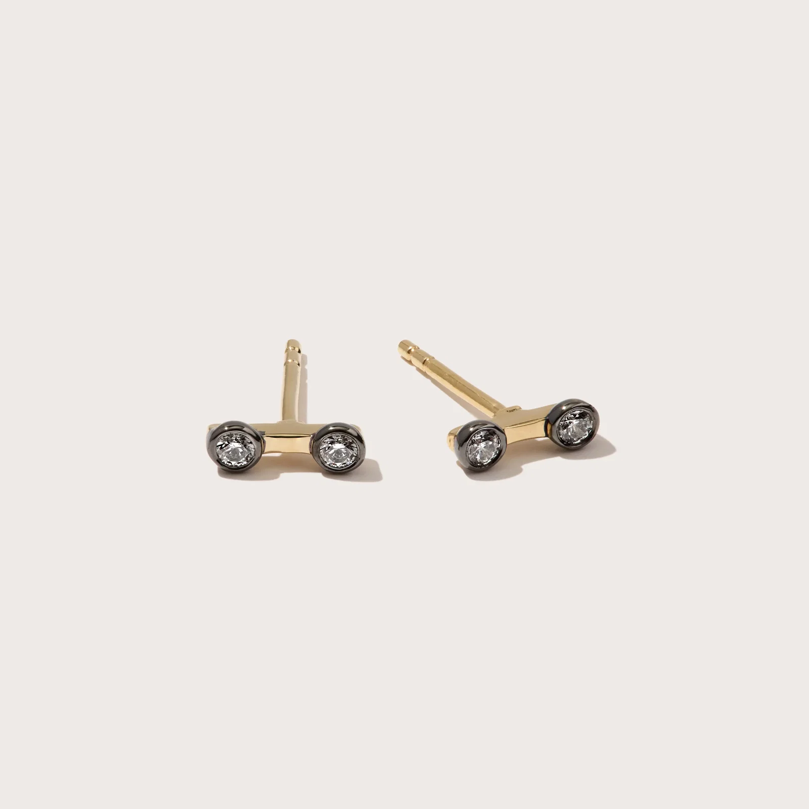 Image of Midnight Diamond Bezel Bar Studs