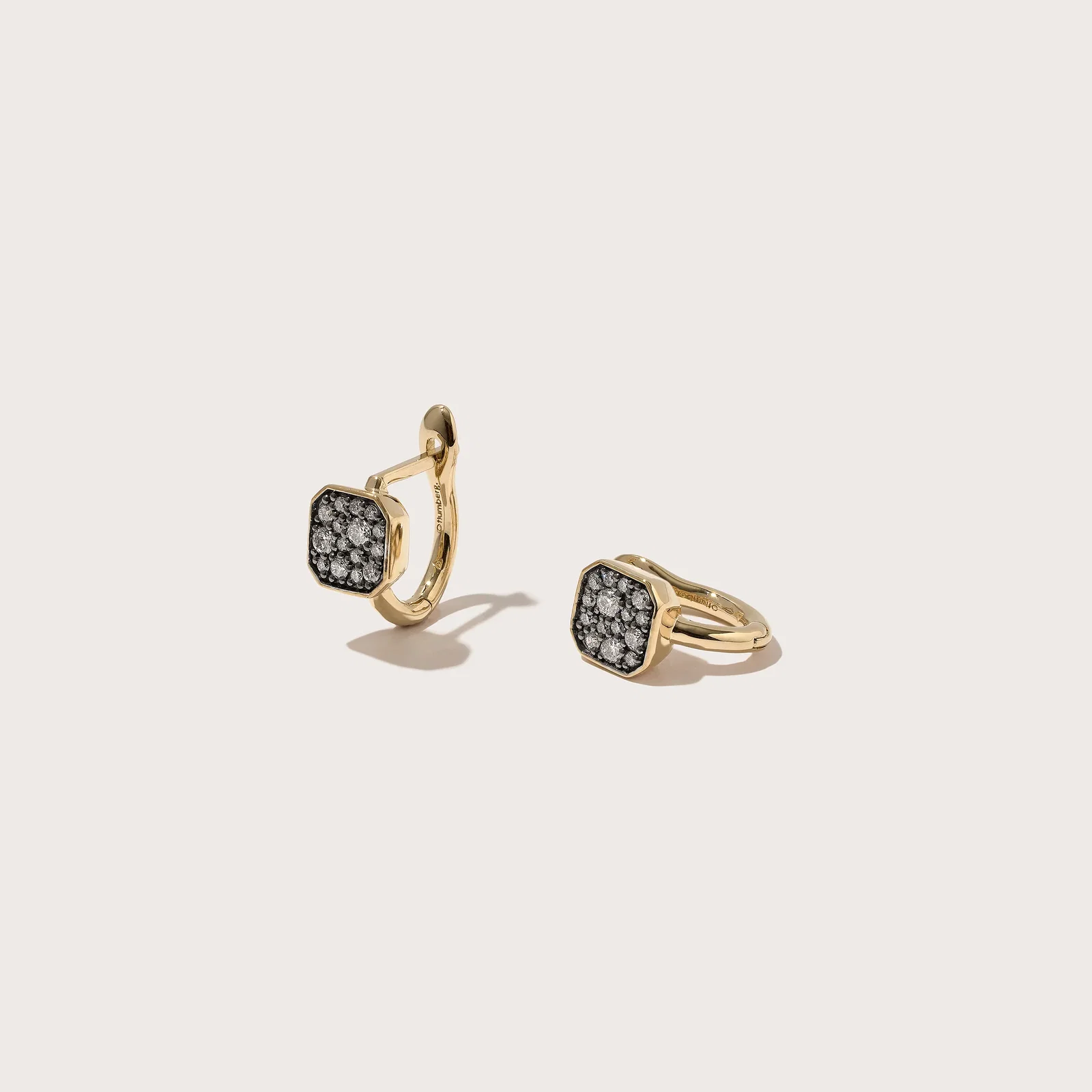 Image of Midnight Diamond Domino Huggie Hoops