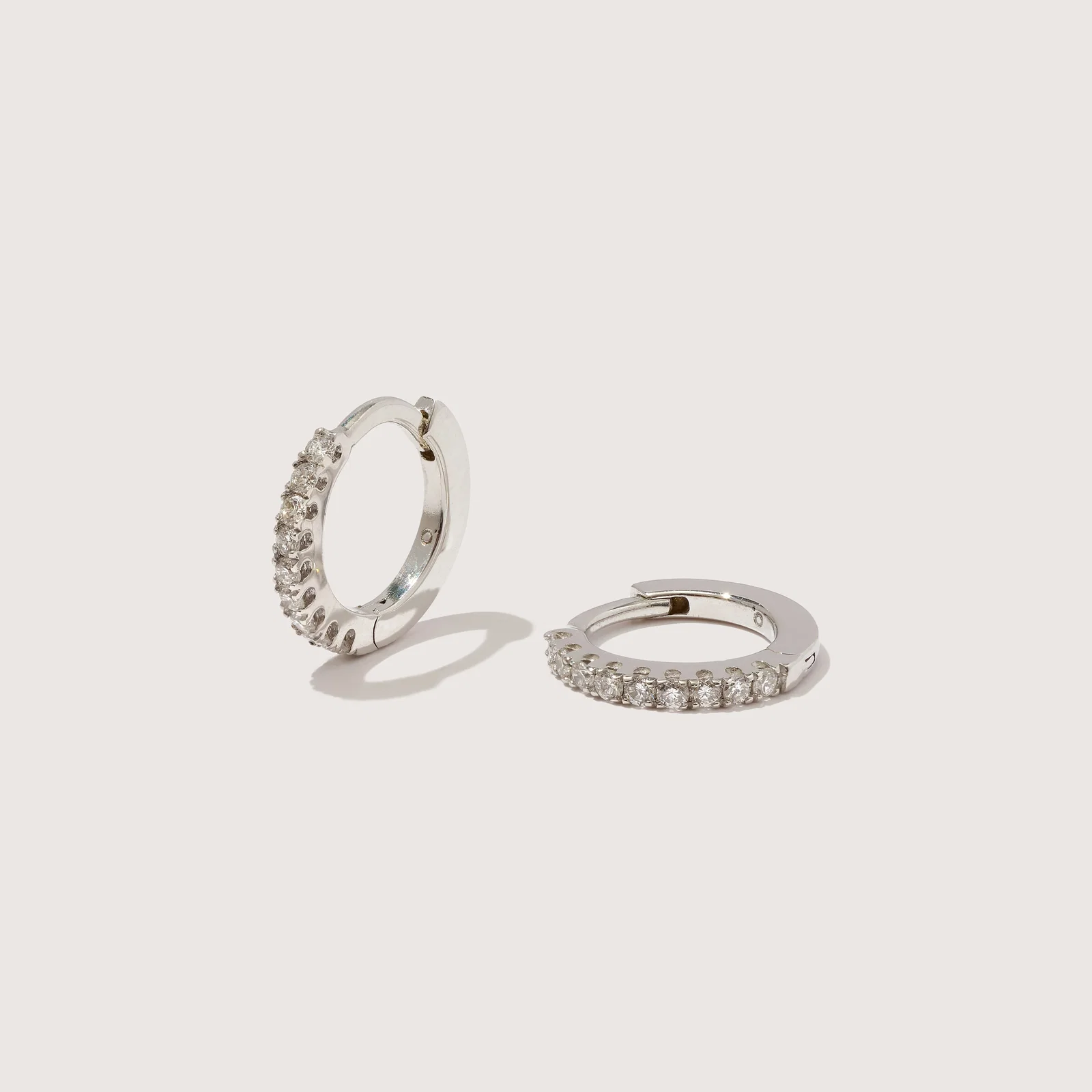 Image of White Gold Diamond Huggies
