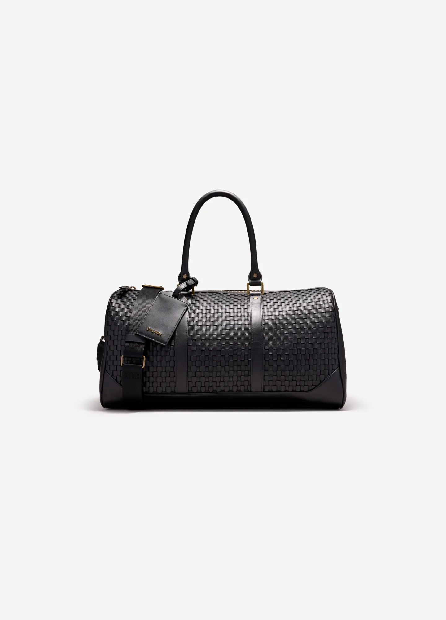 Image of Woven Leather Carryall Black