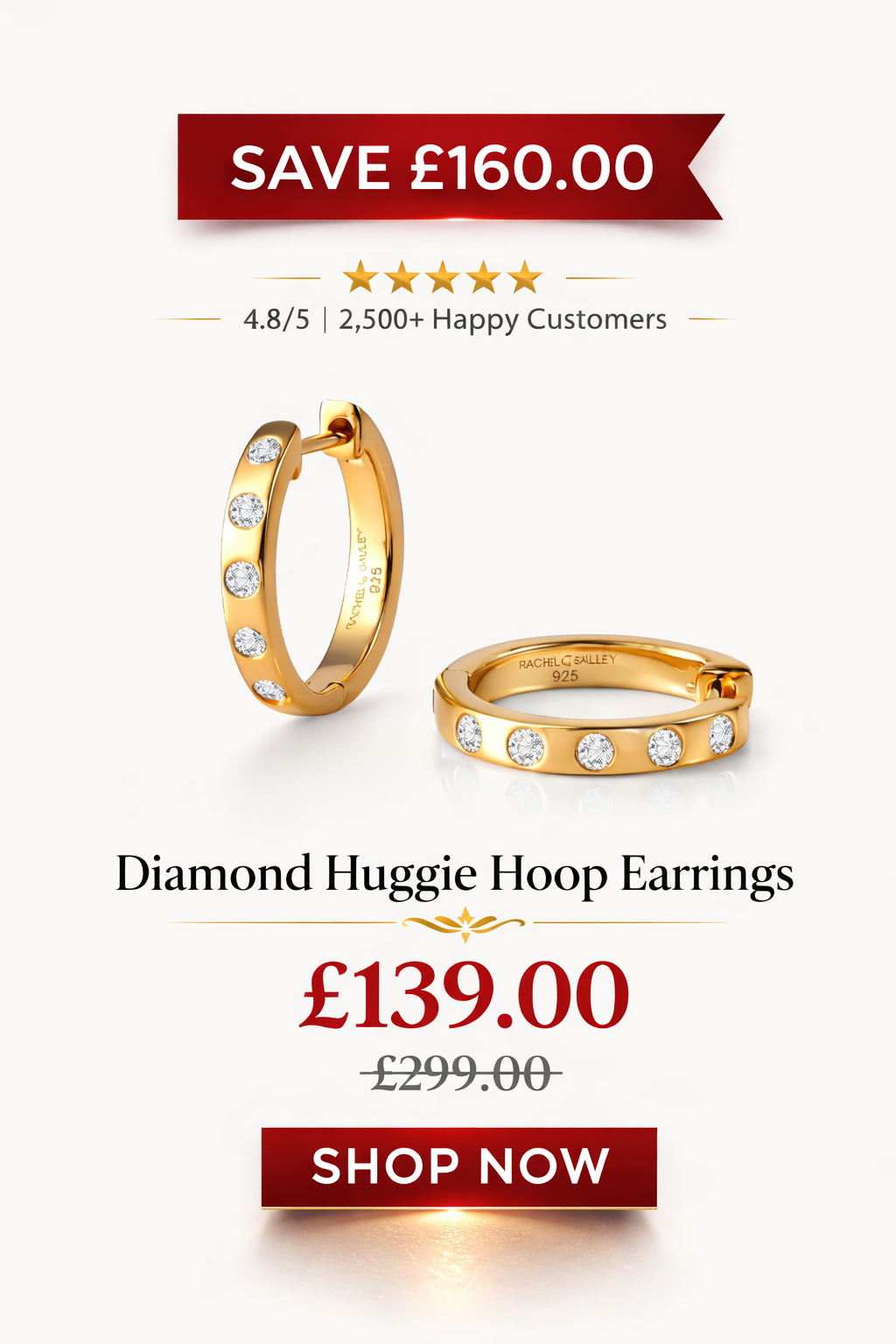  Diamond Huggie Hoop Earrings