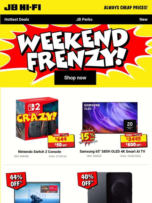WEEKEND FRENZY! Crazy deals on tech + stacks more