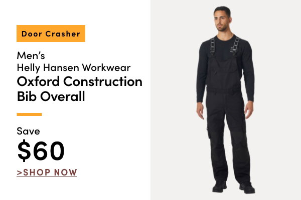 Door Crasher Men's Helly Hansen Workwear Oxford Construction Bib Overall Save $60