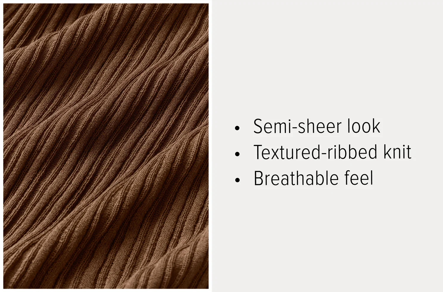 SEMI-SHEER LOOK TEXTURED-RIBBED KNIT BREATHABLE FEEL