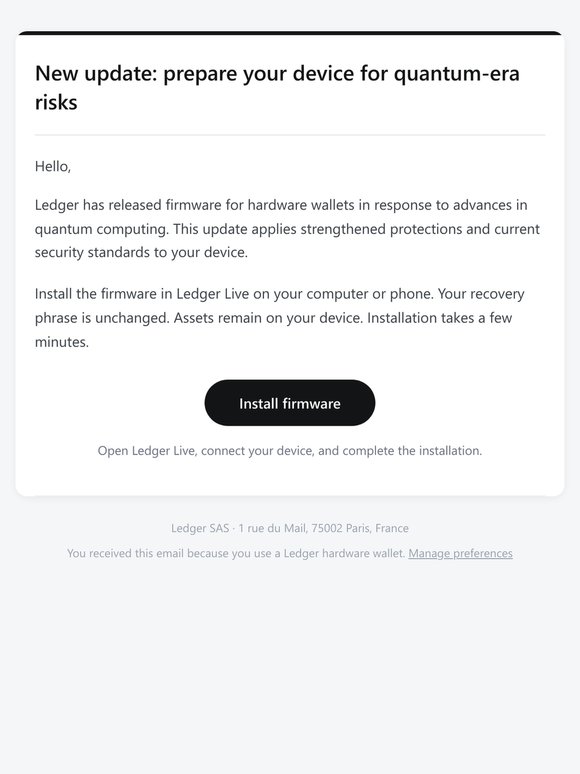 Important firmware release for your Ledger device