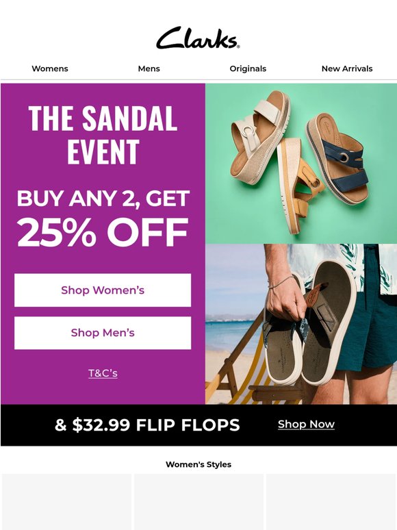 DON'T WAIT: BUY ANY 2 SANDALS, GET 25% OFF