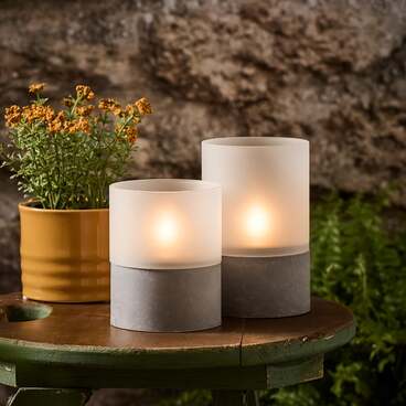 Duo de Bougies Photophores Solaires TruGlow® en Verre