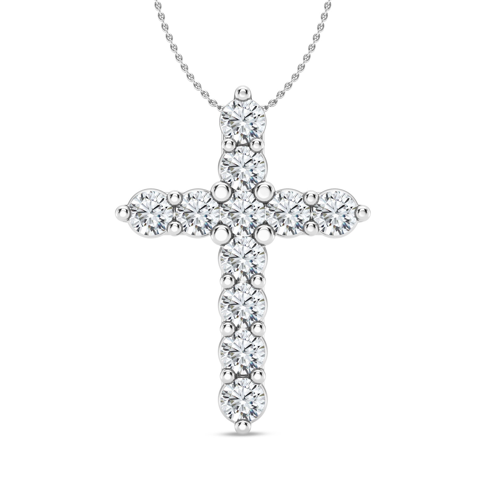 Image of Classic Shared Prong Lab Diamond Cross Necklace (3 ct. tw.)