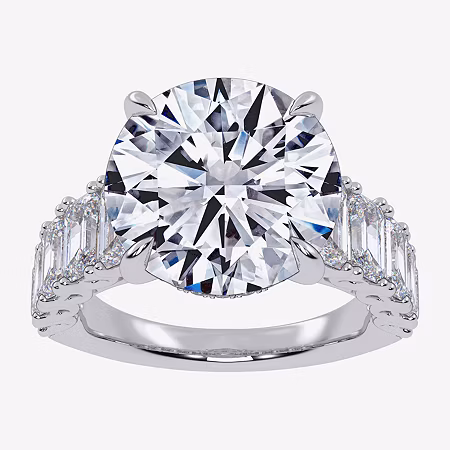 Image of Signature By Modern Bride (G, Vs2-Si1) Womens 8 1/4 Ct. T.W. Lab Grown White Diamond 14K Gold Round Side Stone Engagement Ring