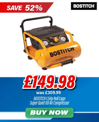 BOSTITCH 230v 1.5Hp Roll Cage Super Quiet 10l Air Compressor RC-10-U 23050