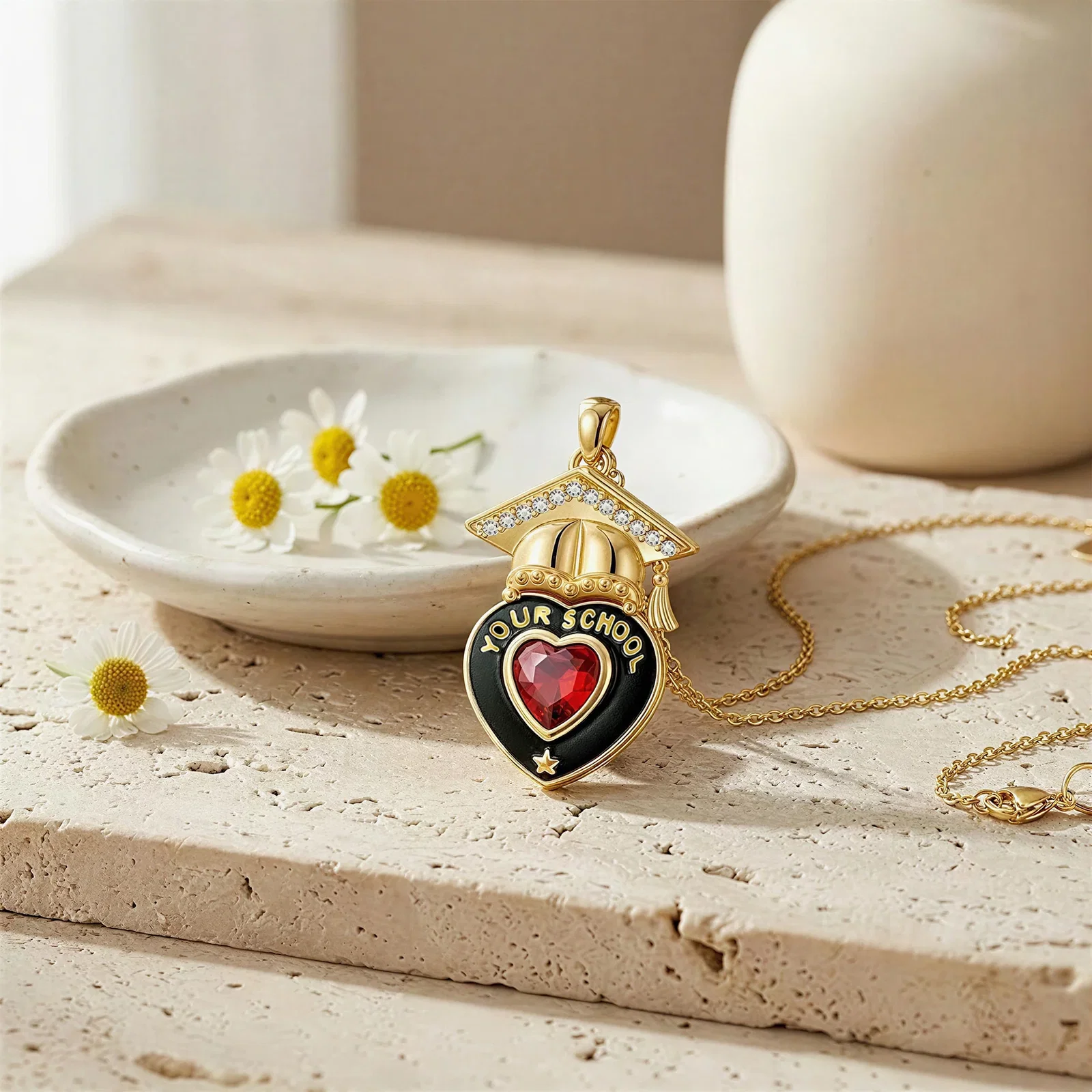 Grad Cap Zircon Necklace