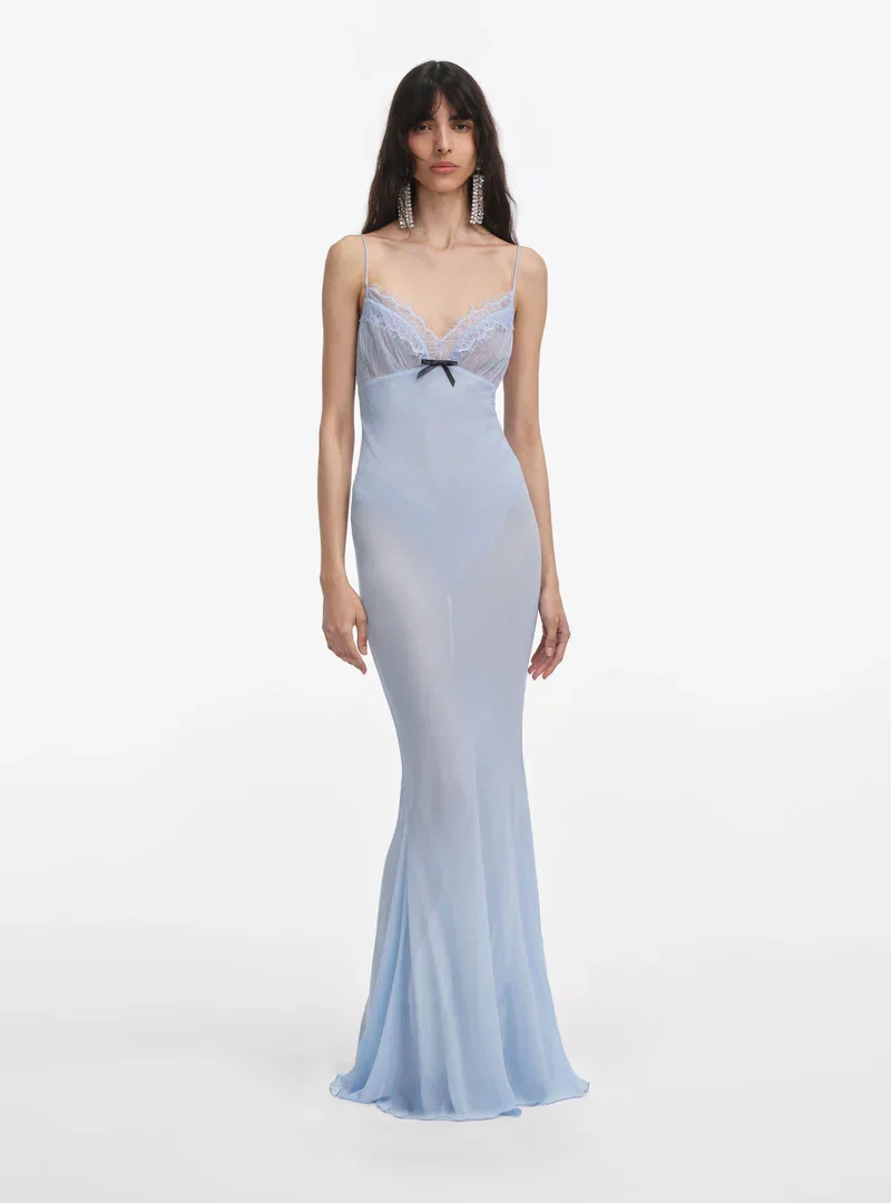 BLUE STRAPPY GEORGETTE MAXI DRESS