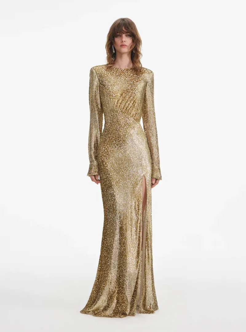 GOLD FIL COUPE MAXI DRESS