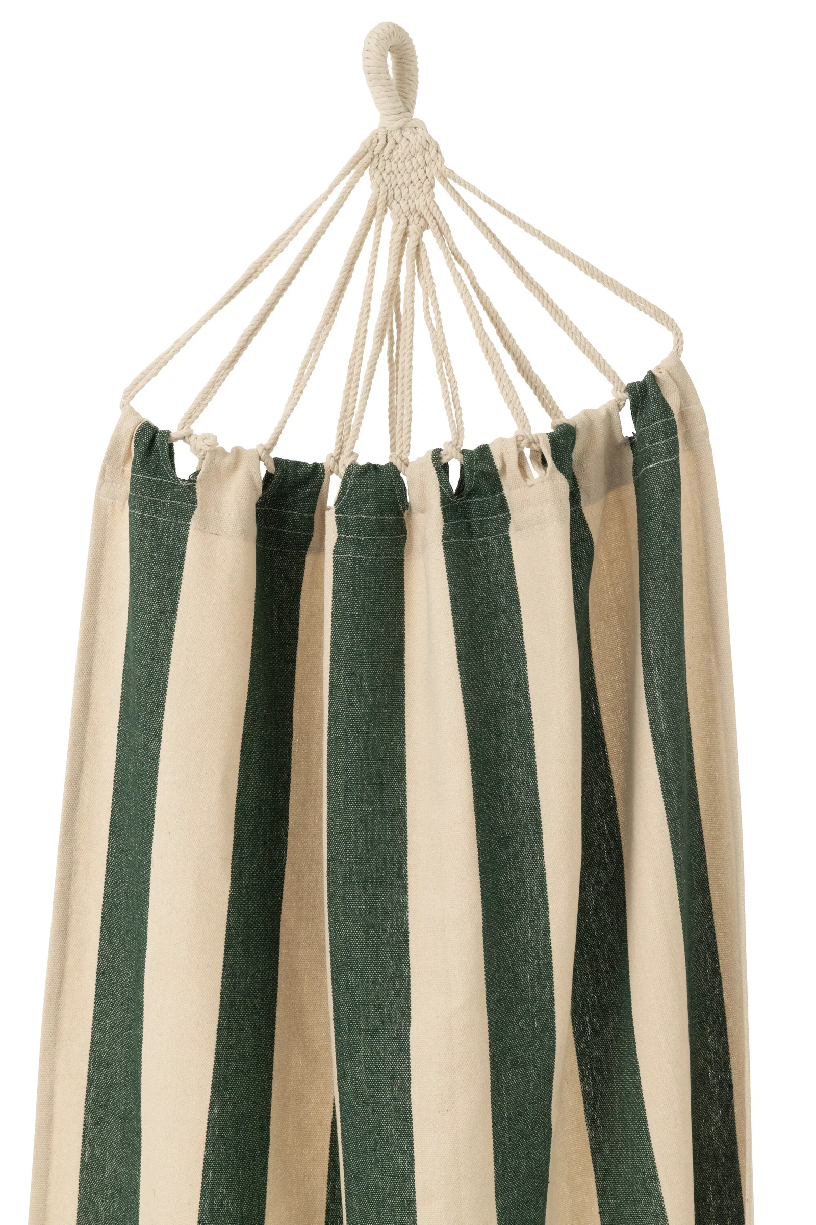Image of J-Line hangmat Brede Strepen - katoen/polyester - donkergroen/ecru