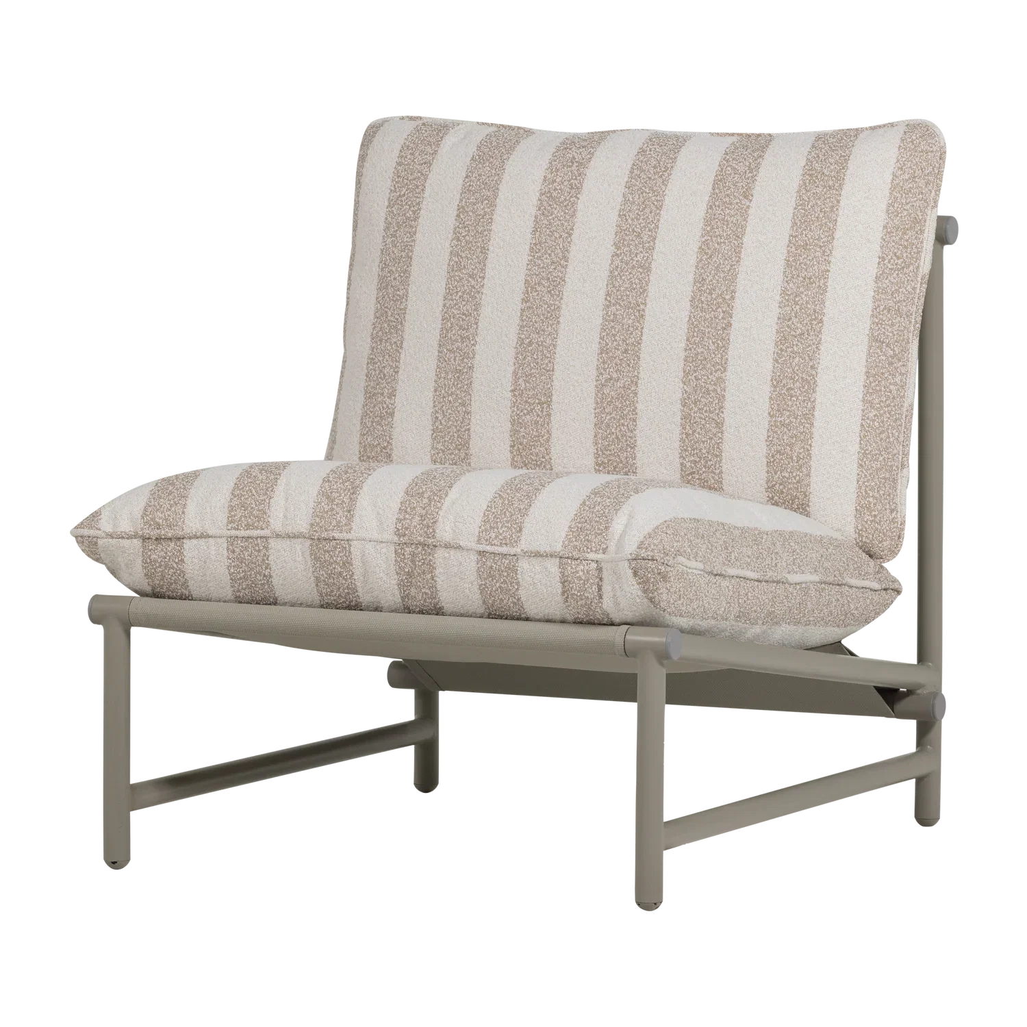 Image of WOOOD loungestoel tuin gestreept Elvo - Aluminium - Wit/Zand - 75x82x75
