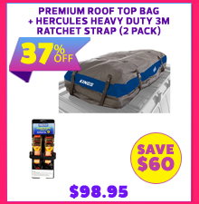 Premium Roof Top Bag + Hercules Heavy Duty 3m Ratchet Strap (2 pack)
