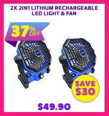 2x 2in1 Lithium Rechargeable LED Light & Fan
