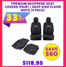 Premium Neoprene Seat Covers (Pair) + Deep Dish Floor Mats (4 Pack)