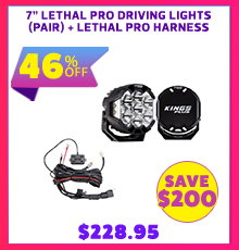 7 Lethal Pro Driving Lights (Pair) + Lethal pro harness