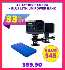 4K Action Camera + Blue Lithium Power Bank