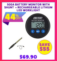 500A Battery Monitor with shunt  + Rechargeable Lithium LED Worklight