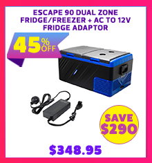 Escape 90 Dual Zone Fridge/Freezer + AC To 12V Fridge Adaptor
