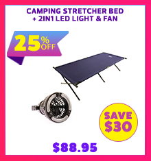 Camping Stretcher Bed + 2in1 LED Light & Fan