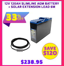 12V 120Ah Slimline AGM Battery + Solar Extension Lead - 6 Metre