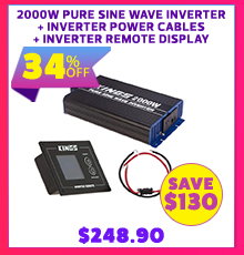 2000W Pure Sine Wave Inverter + Inverter Power Cables + Premium Inverter Remote Display