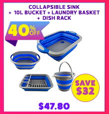 Collapsible Sink + Collapsible 10L Bucket + Collapsible Laundry Basket + Collapsible Dish Rack