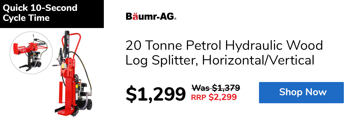 20 Tonne Petrol Hydraulic Wood Log Splitter, Horizontal/Vertical
