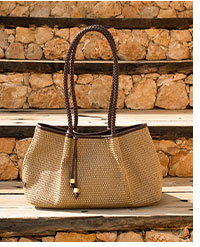 Nova Raffia Small Shoulder Tote in Bitter Chocolate