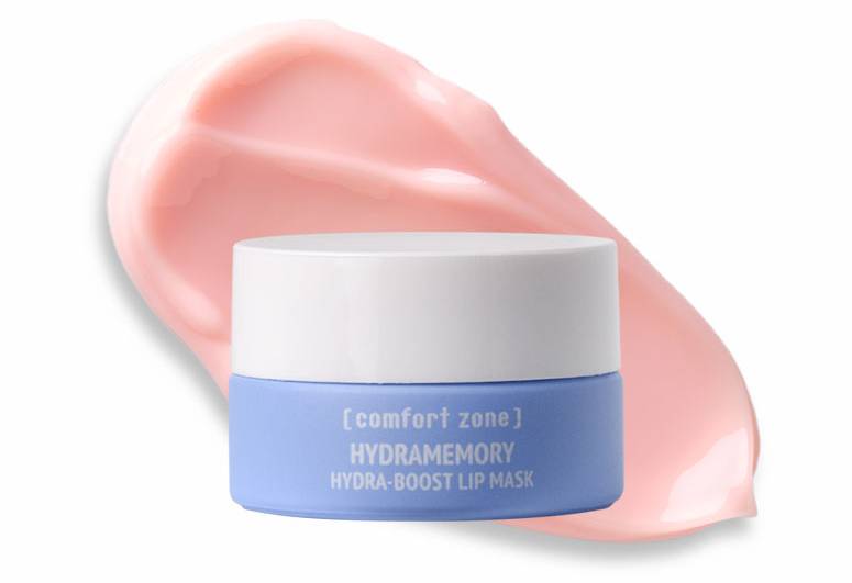 Hydramemory Hydra-Boost Lip Mask with texture behind it