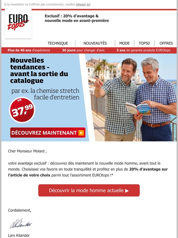 Mode en avant-première & 20% sur votre article préféré