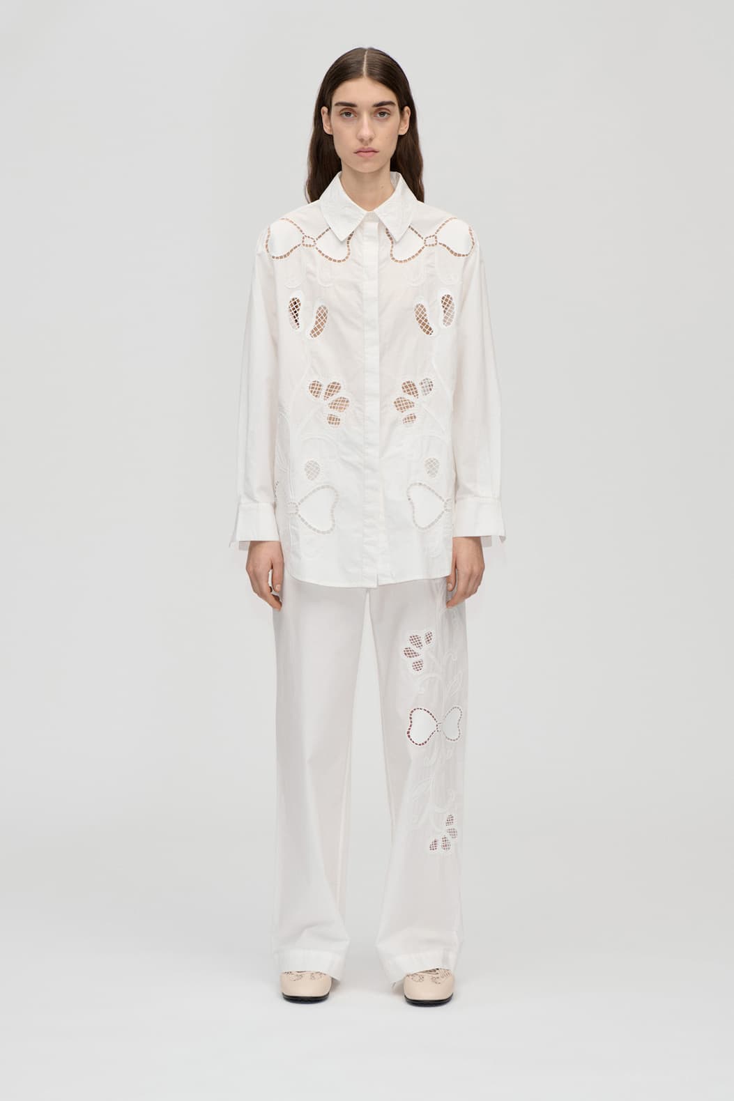 Loose Long Sleeve Shirt - Ballerina Broderie