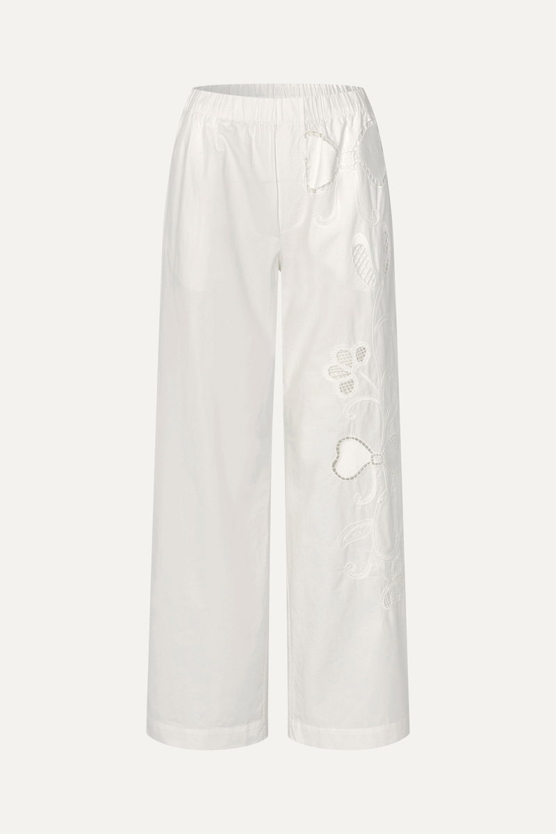 Relaxed Elasticated Waistband Pants - Ballerina Broderie