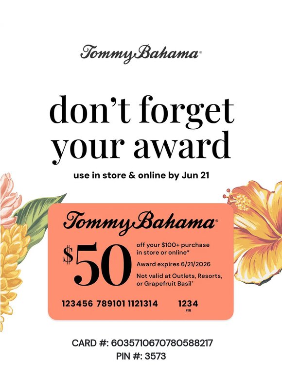 Open for: $50 Award for Your Next $100 Purchase