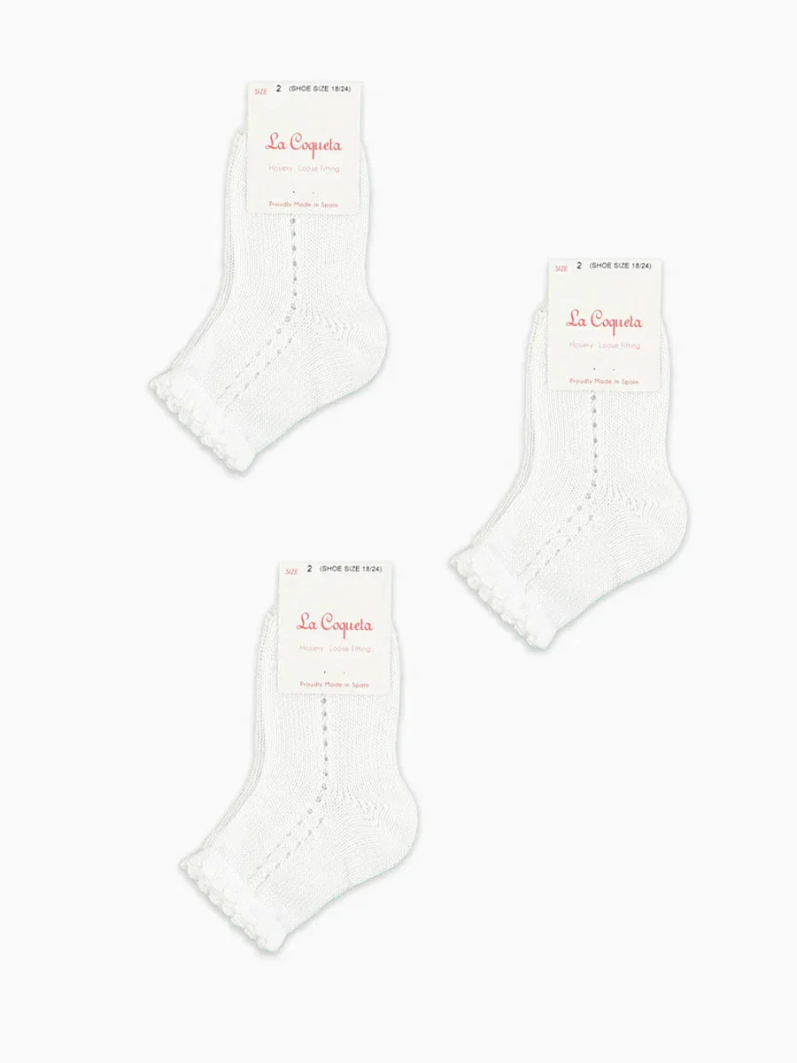 Image of White Openwork Short Girl Socks Set