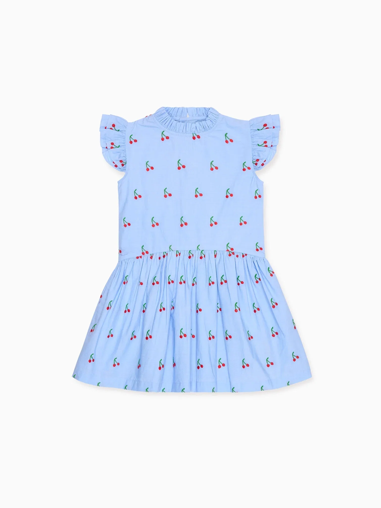 Image of Light Blue Cherry Rita Girl Drop Waist Dress