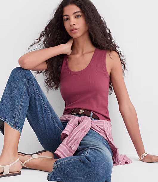 Perfect Ribbed Scoop Neck Tank Top