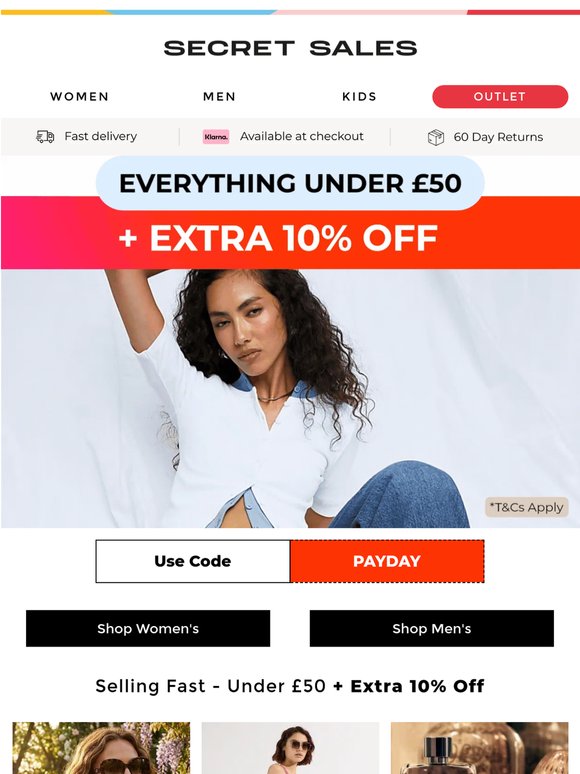 All Styles UNDER £50 + Extra 10% Off