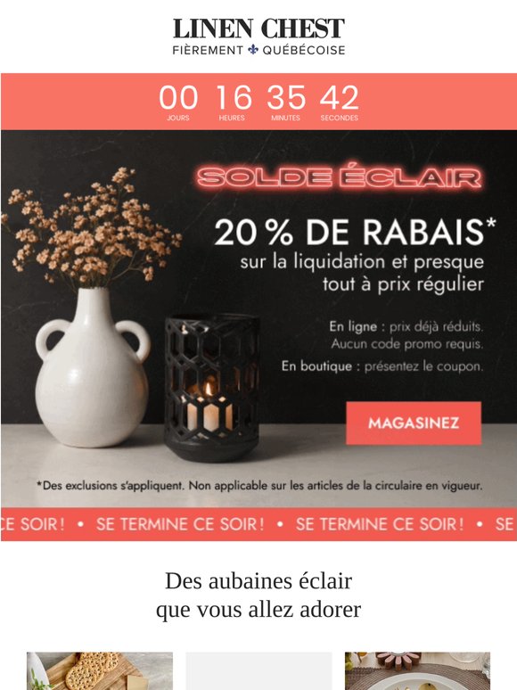 ⌛Le solde éclair se termine ce soir