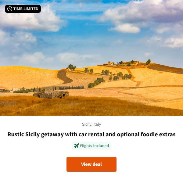 Rustic Sicily getaway with car rental and optional foodie extras