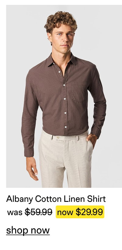 Rust Brown Albany Cotton Linen Casual Shirt