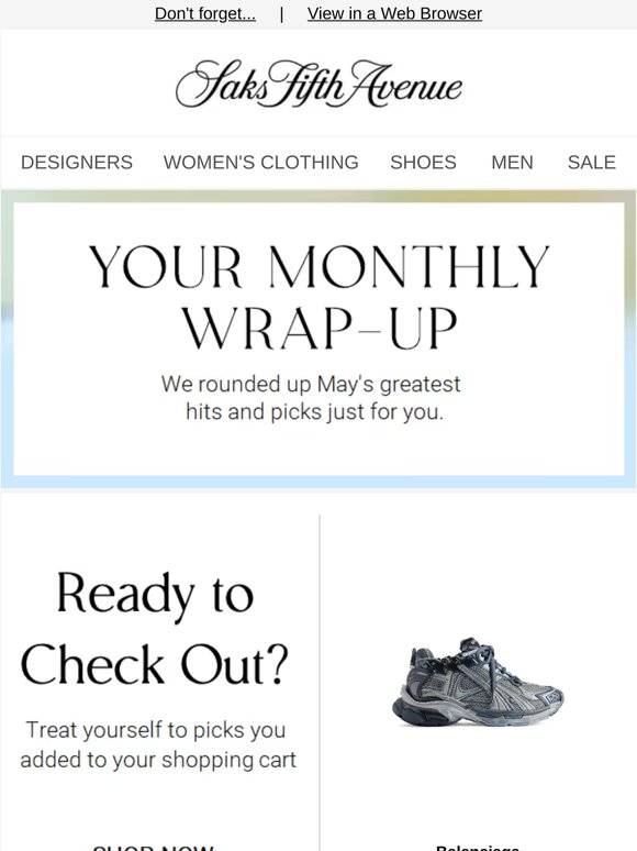 Your May recap: You have items in your cart from Balenciaga and more