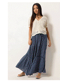 M&Co Petite Navy Blue Dobby Maxi Skirt
