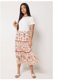 M&Co Petite Orange Abstract Print Maxi Skirt